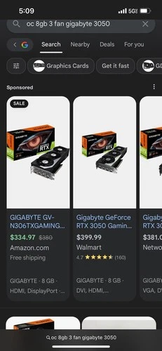 GIGABYTE GeForce RTX 3050 GAMING OC 8GB GDDR6 Graphics Card
