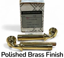 Baldwin 5114-030-MR Passage Door Lever Handle Pair Polished Brass Finish  NOS