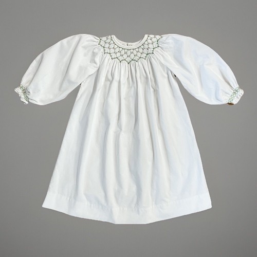 Vintage ORIENT EXPRESSED INC Girl Corduroy Dress 5 White Smocked Long Sleeve