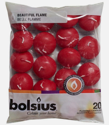 ROTE SCHWIMMKERZEN 20er Pack Bolsius Brenndauer 5 Stunden