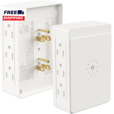 2 Pack Side Outlet Plug Adapter 6 Outlet Extender 3 Prong Multiple Plug Wall Tap
