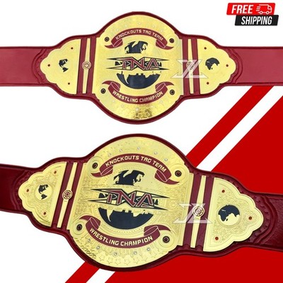 TNA Knockouts Tag Team World Wrestling Championship Belt Adult Size Dual Plated