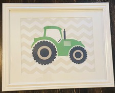 Framed Green Tractor Boys Nursery 16x20 Wall Art