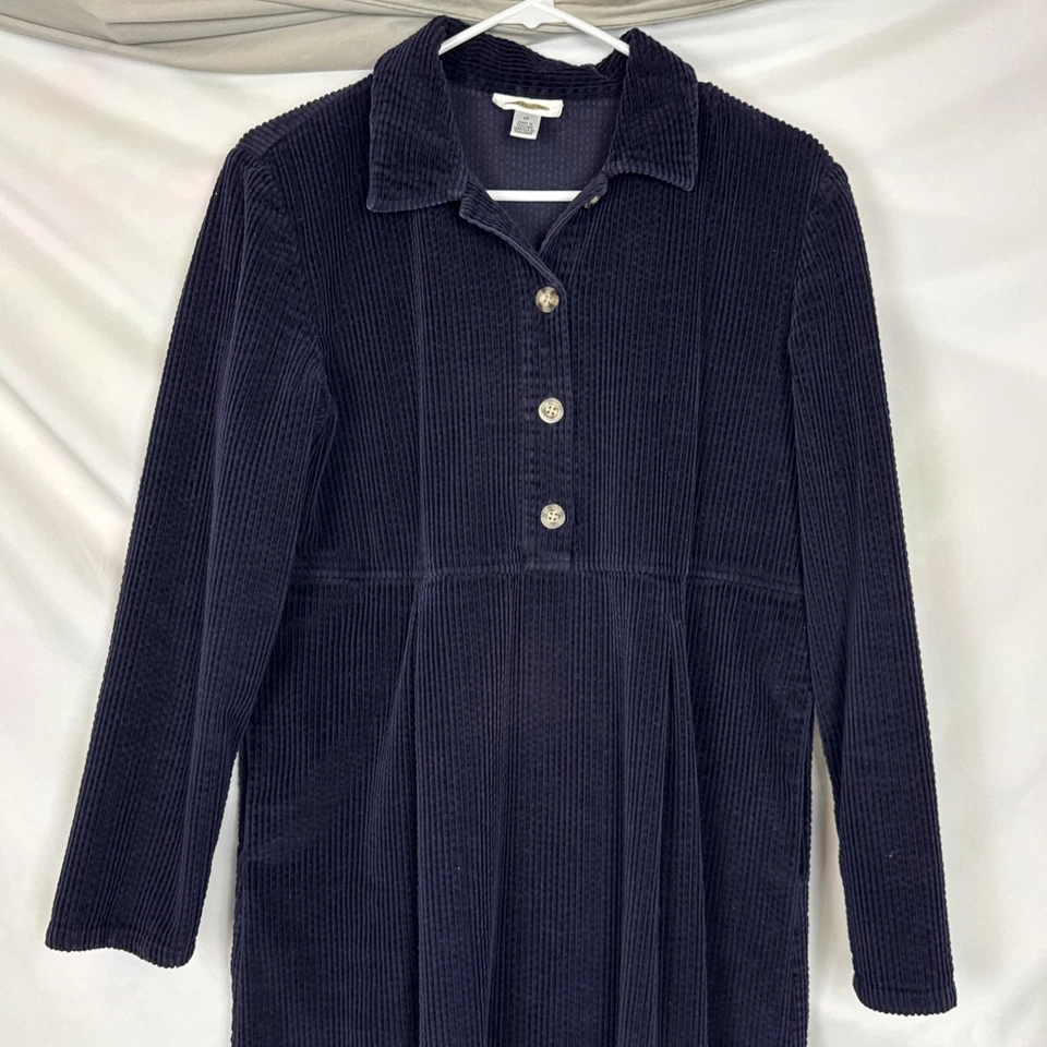 Talbots Womens 12 Long Corduroy Dress Maxi Classic Dark Blue Cottagecore - Image 3 of 4