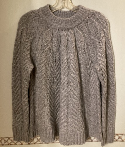 Biesen Damen Pullover Zopfmuster Wollmischung mittelgrau