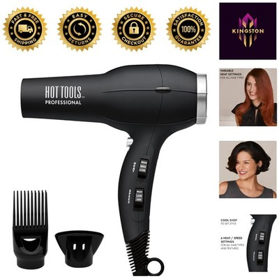 Lightweight Pro 1875W Ionic Hair Dryer - Salon Finish with Attachments in Black