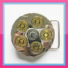 SPINNER BULLET  COWBOY REVOLVER MILITARY GUN BARREL 44 MAG BELT BUCKLE !!!