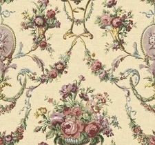 Neo-Classical Urn Bouquets Swags Cameos Wallpaper by Wallquest LB30109