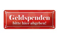 Blechschild Spruch 27X10 Cm Geldspenden Bitte Hier Abgeben Deko Schild Tin Sign