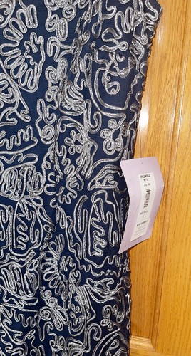 Women’s Formal Dress Size 8 JS Collections Embroidered Short Sleeve Navy Silver - Picture 7 of 8