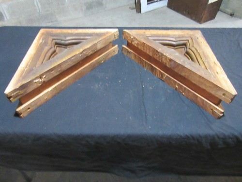 ~ PAR DE MÉNSULAS ANTIGUAS DE ROBLE GÓTICO ~ 16 x 14 ~ SALVAMENTO ARQUITECTÓNICO - Imagen 7 de 10