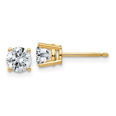 Ohrringe 14 Karat Gelbgold 1 kt 5 mm rund G H I True Light Moissanit