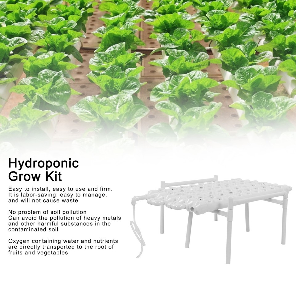 (EU Plug)Hydroponic Grow Kit 1 Layer 54 Hole Plant Sites PVC Pipes