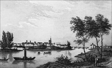 MÂCON: BATEAU à VAPEUR et à ROUE à AUBE & PONT SAINT-LAURENT (1835)- Gravure 19e