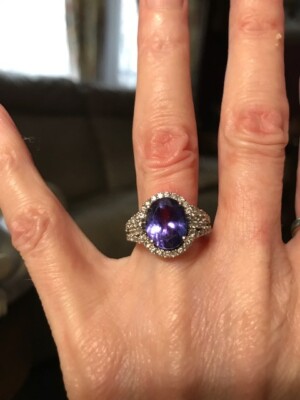 Orianne 14K White Gold Natural 3.5ct+ Tanzanite & Diamond Ring Sz 5.25