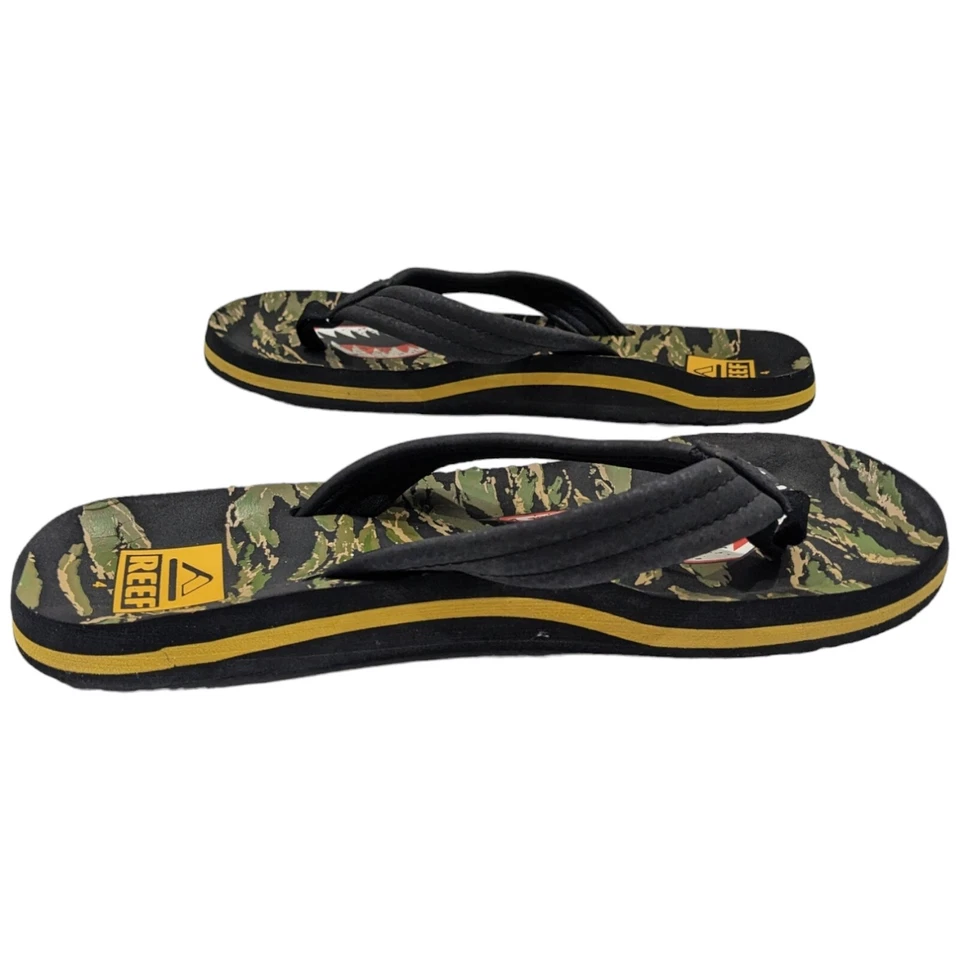 Chanclas Niños Arrecife Brasil Talla 4 Ahi Tigre Tiburón Sandalias Verde Camuflaje Tigre Foto 4 de 4