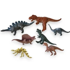 Vintage Dinosaur Figure Lot of 7 -  6-9" Realistic T-Rex Brachiosaurus +More