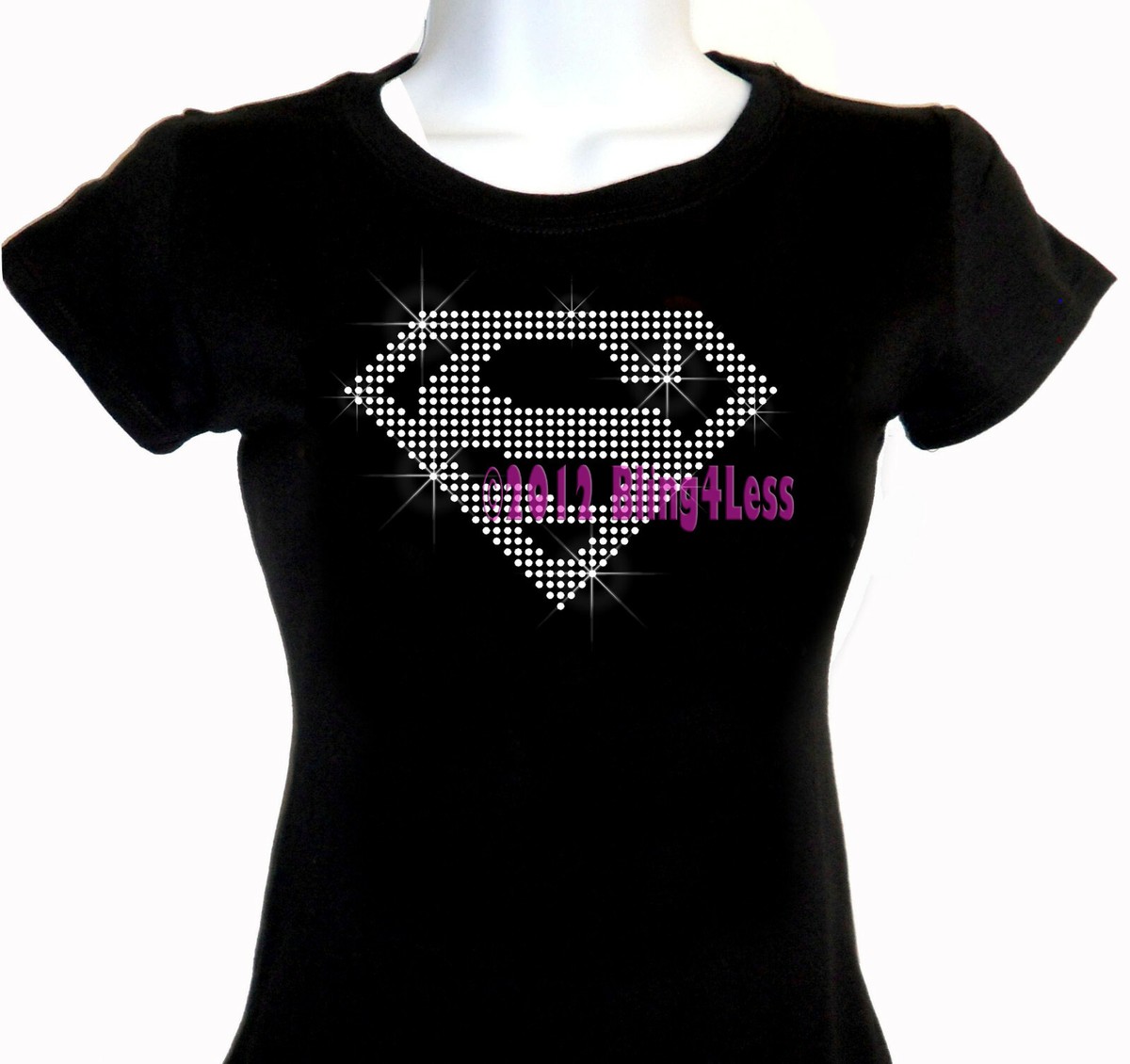 Superman - Superwoman - Clear - Rhinestone Iron on T-Shirt