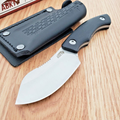 ABKT Tac Grunt Fixed Knife 3'' 8Cr13MoV Steel Full Tang Blade Black G10 Handle