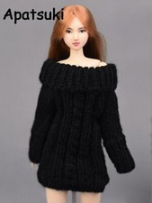 Black Knitted Woven Sweater For 11.5in Doll Handmade Clothes Tops Coat Dress Toy