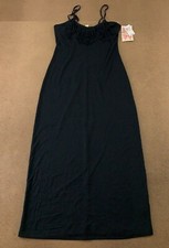 Miken Women's Size Medium Black Sleeveless Fringe Trim Maxi Swim Cover Up NWT