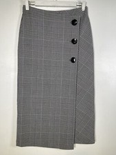 ZARA WOMAN Womens Check Long pencil Big Button Closure Dress Skirt Size XS NNC