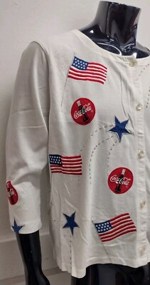 Michael Simon COCA COLA Button Down Rare USA American Flag LIMITED EDITION 1999