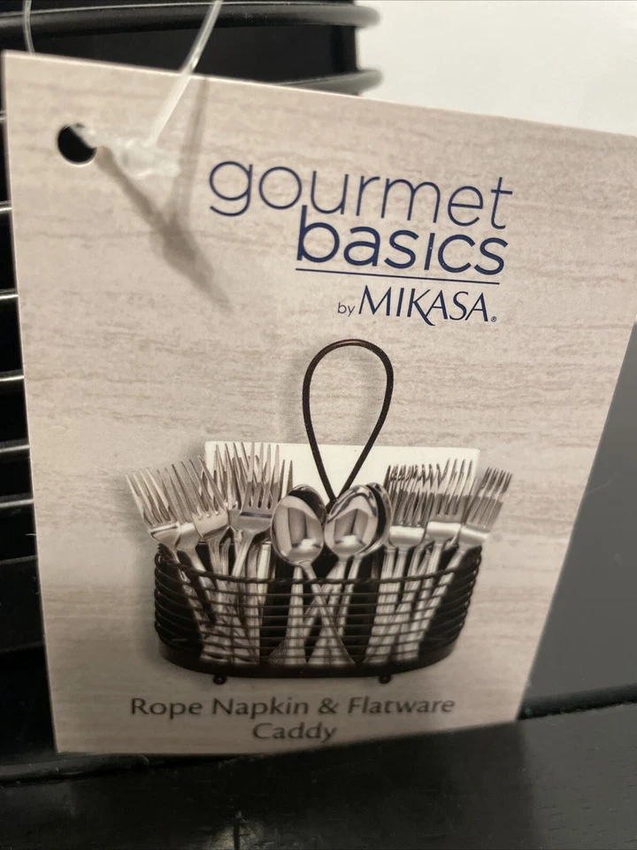 METAL DURABLE GOURMET BASICS MIKASA ROPE NAPKIN FLATWARE PICNIC CONDIMENT CADDY - Image 3 of 4