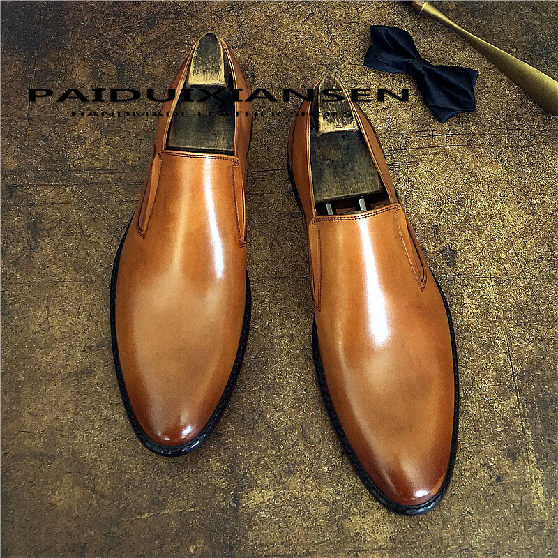 SAOLA Scarpe uomo business eleganti formali a punta slip on pelle bovina vera pelle di mucca inglesi