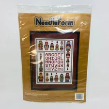 Vintage Needleform Russian Nesting Doll ABC Sampler Counted Cross Stitch Kit 90s