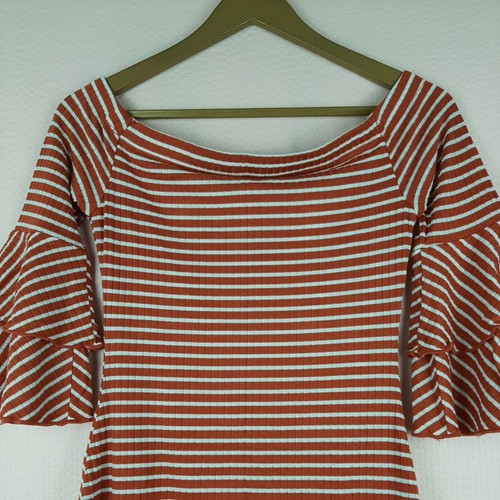 NEU Charlotte Russe gestreiftes Strick-Minikleid gerippt mit Rüschenärmeln Gr. M - Bild 11 von 11