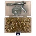 103 Pcs 1/2" Grommet Brass Coated & Punch Tool Installation Assortment Kit Usa