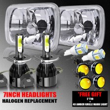 7x6 Crystal Clear Glass Lens Metal Headlight H4 Halogen Light Bulb Headlamp 2x 7x6 Crystal Clear Glass Lens Metal Headlight H4 Halogen Light Bulb Headlamp 2x