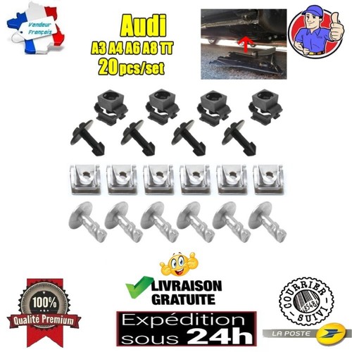 Tt Clips 20 Pcs Fixation Cache Vis sous Moteur Couvercle Clips pour Audi A3-A4 ...