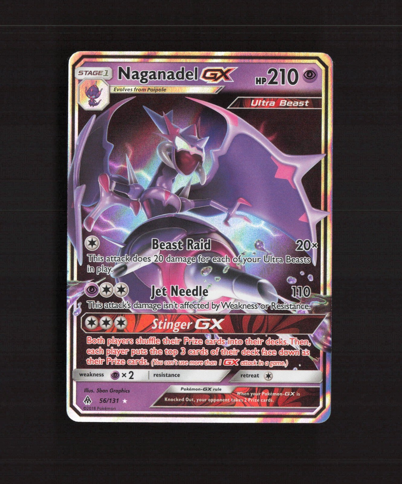 Naganadel GX 56/131 Forbidden Light Ultra Rare Holo Pokemon Card NM