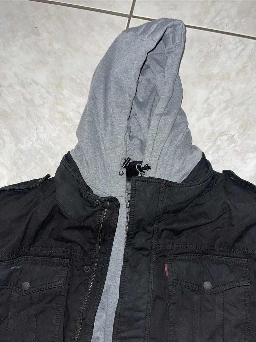 Levi's Denim Jacket with Hoodie attached mens sz 2XL black Levi's Denim Jacket with Hoodie attached mens sz 2XL black
