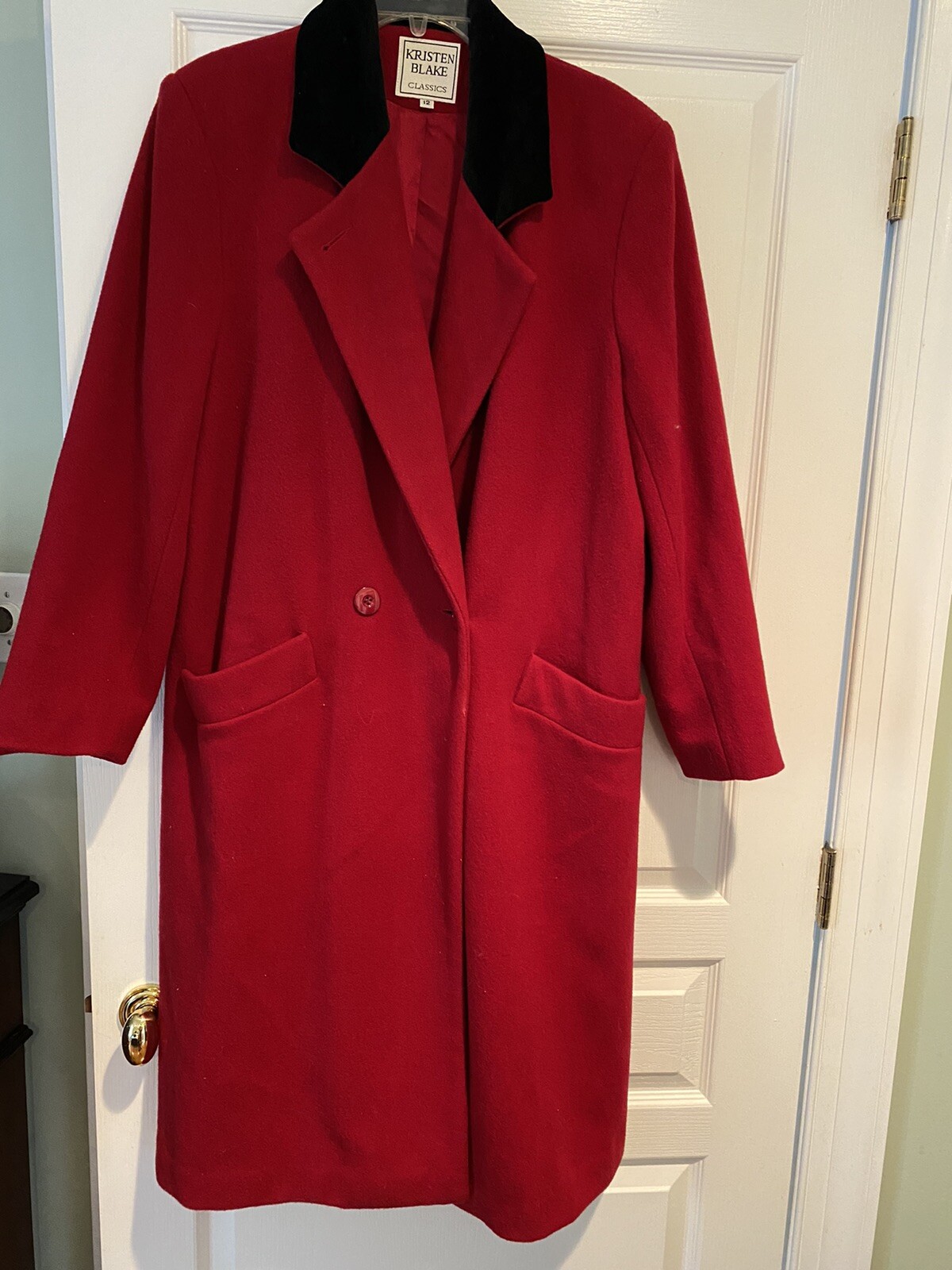 kristen blake Long Red coat,size 12,80 