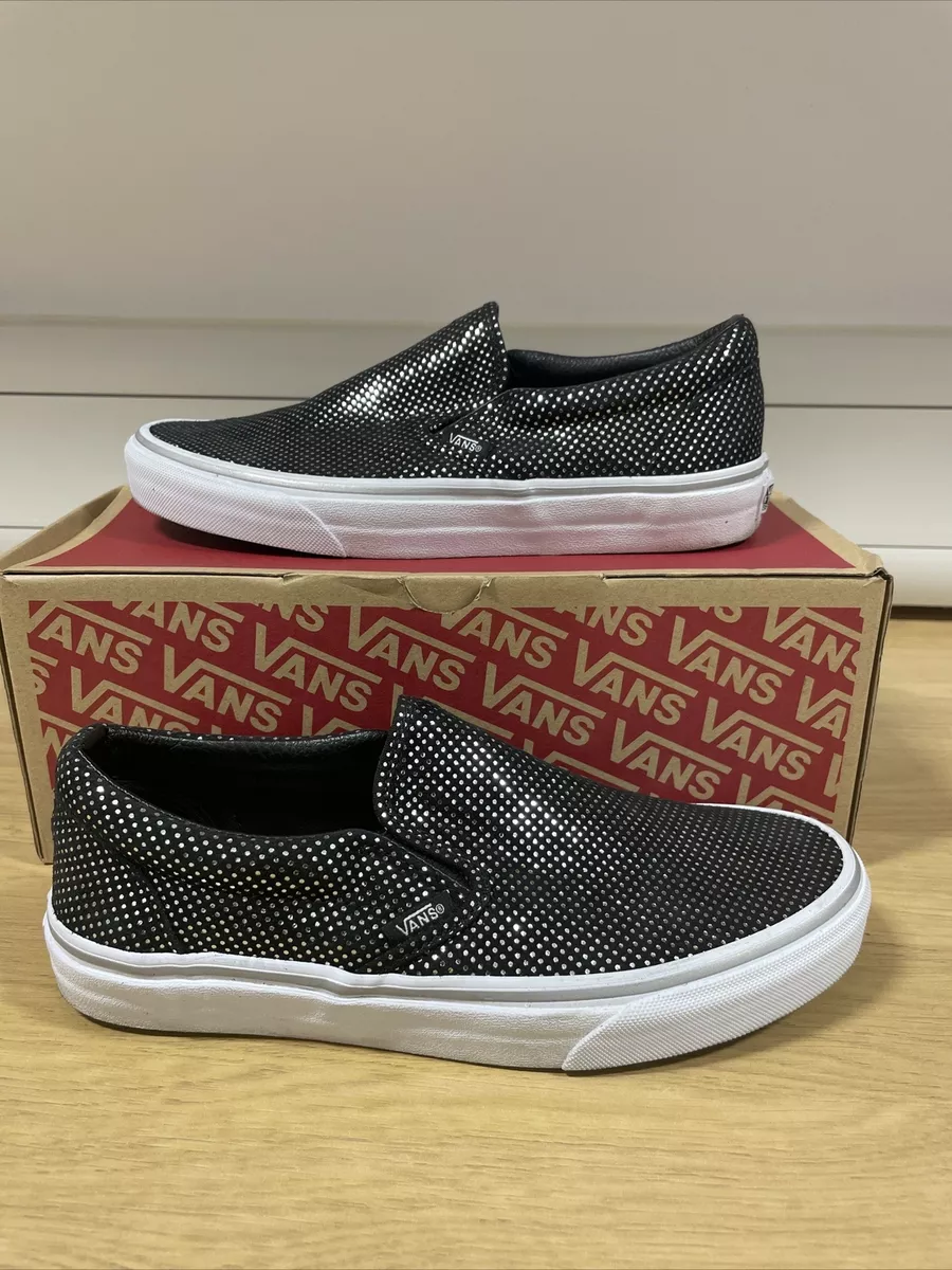 Vans Classic Slip On Silver And Black Metallic Dots Silver Uk 5.5