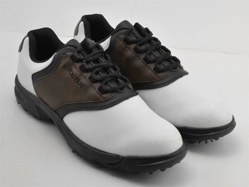 Mens Footjoy Greenjoys Golf Shoes Oxfords Size 11.5 M White Brown Black Leather