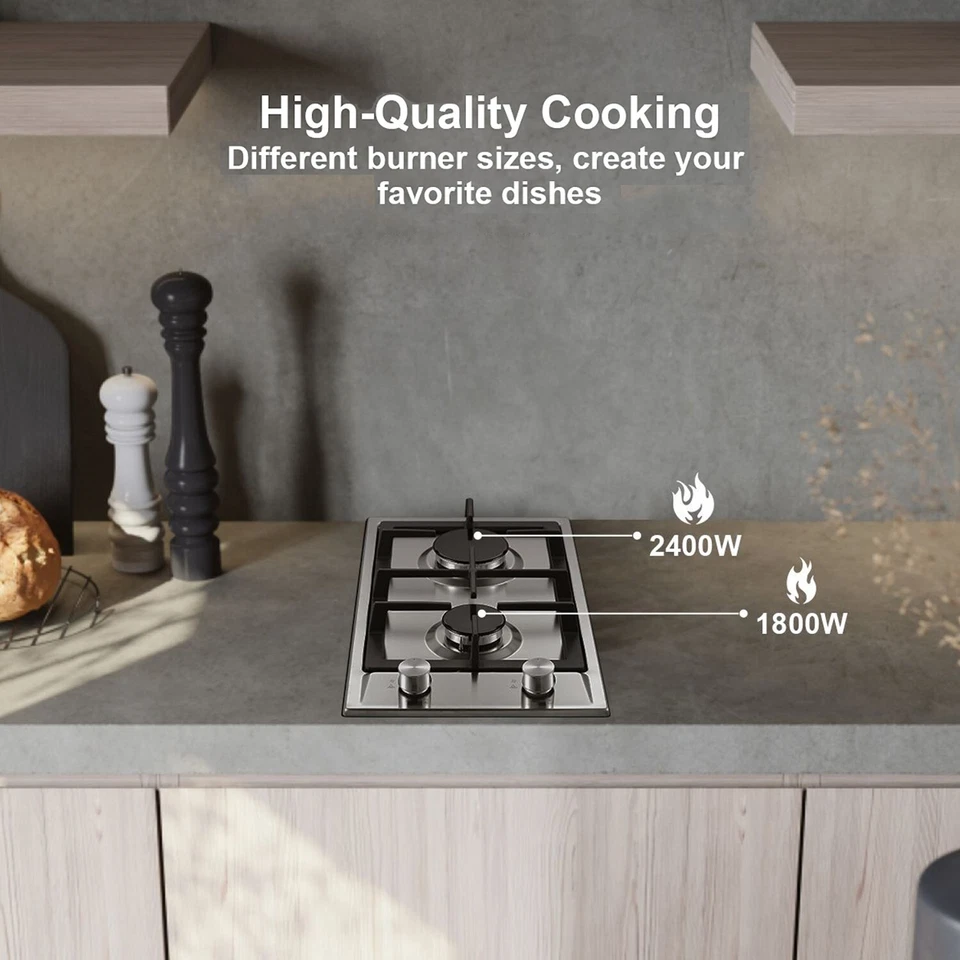 SNDOAS 30cm Gas Hob 2-Burners Built in Gas Cooktop Cast Iron Support NG/LPG - Image 4 of 4