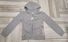 NWT NEW Gucci Girls Gray Zipper Hoodie GG Logo and Pink Sequins 5y 6y
