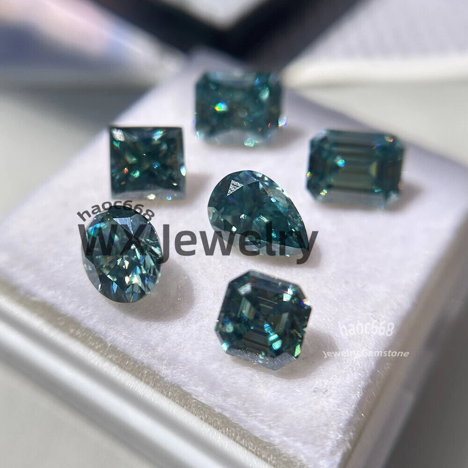 Moissanite loose stones MultiShape cut Moissanite GRA Blue Green VVS jewelry - Image 4 of 4