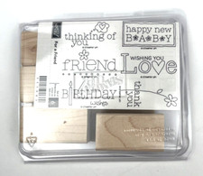 NEW Stampin' Up FOR A FRIEND  Retired Set of 6 Wood-Mounted Rubber Stamps