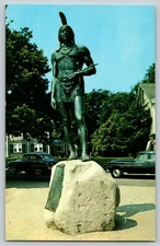 VTG Statue of Massasoit Protector of Pilgrims Plymouth Massachusetts Postcard