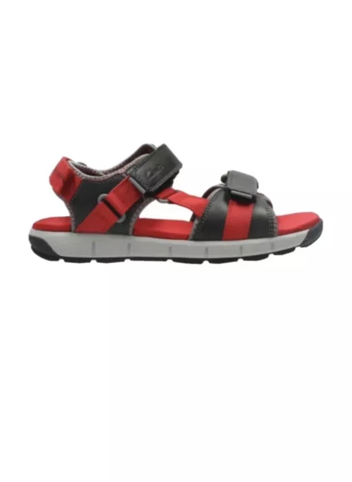 CLARKS BOYS JOLLY CRAZY RED CASUAL COMBI LEATHER SANDALS 3 G /35.5 - Image 2 of 4