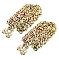 2 Pack 3/8"X20' G70 Tow Chain Tie Down Binder Chain Flatbed Truck Trailer Safety