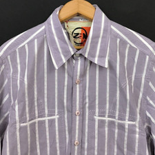 Robert Graham Zen Shirt Mens XL Light Purple Stripe Long Sleeve Button Front