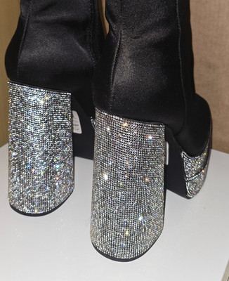 ASOS EU45 DIAMANT GLITZER Stiefel 6cm Plateau 16.5cm High Heel 36.5cm Höhe