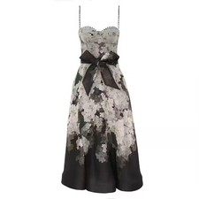 Zimmermann 2026 Holiday-style black hydrangea strapless mid-length dress