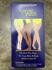 Completely Bare Ready Set No Heat Wax Strips Hair Removal for Face Bikini & Body
